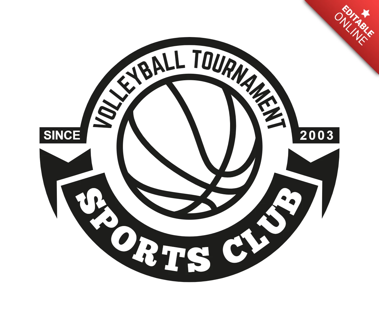 Volleyball Tournament Club Badge Logo Design Template