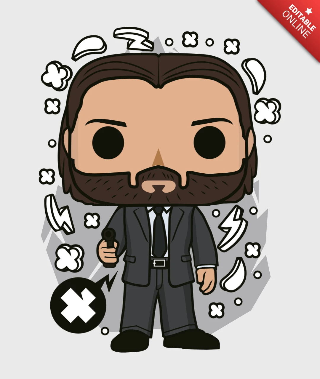 Modelo de design de camiseta da cultura pop de John Wick