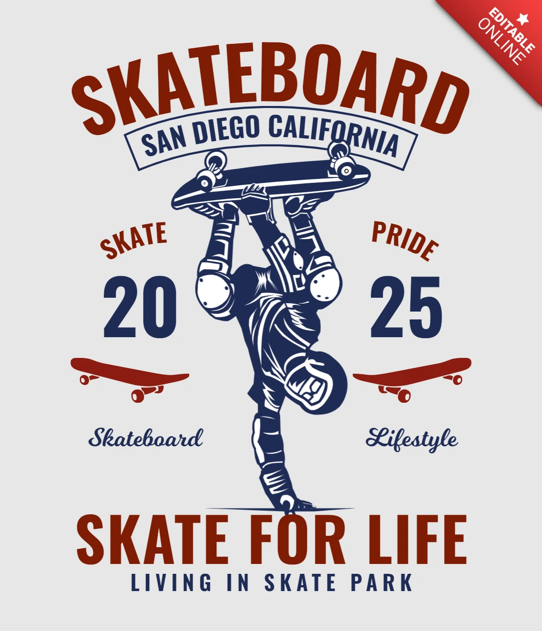 Modelo de design de camiseta de skatista Skate for life