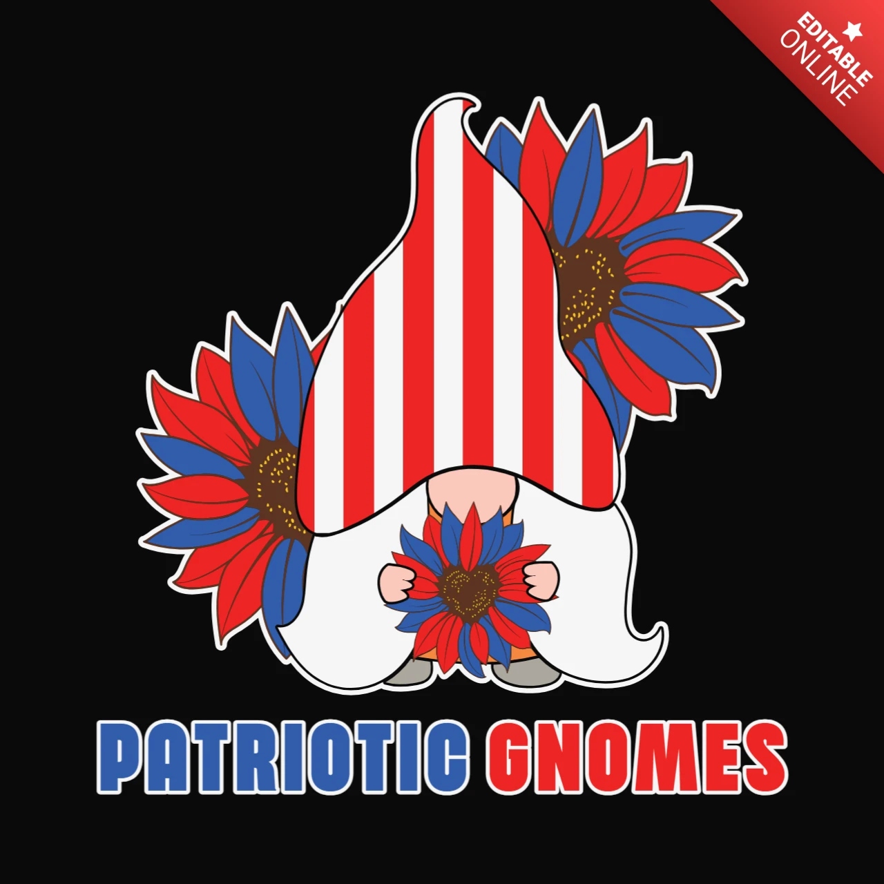 4 juli gnomerica t-shirt ontwerpsjabloon
