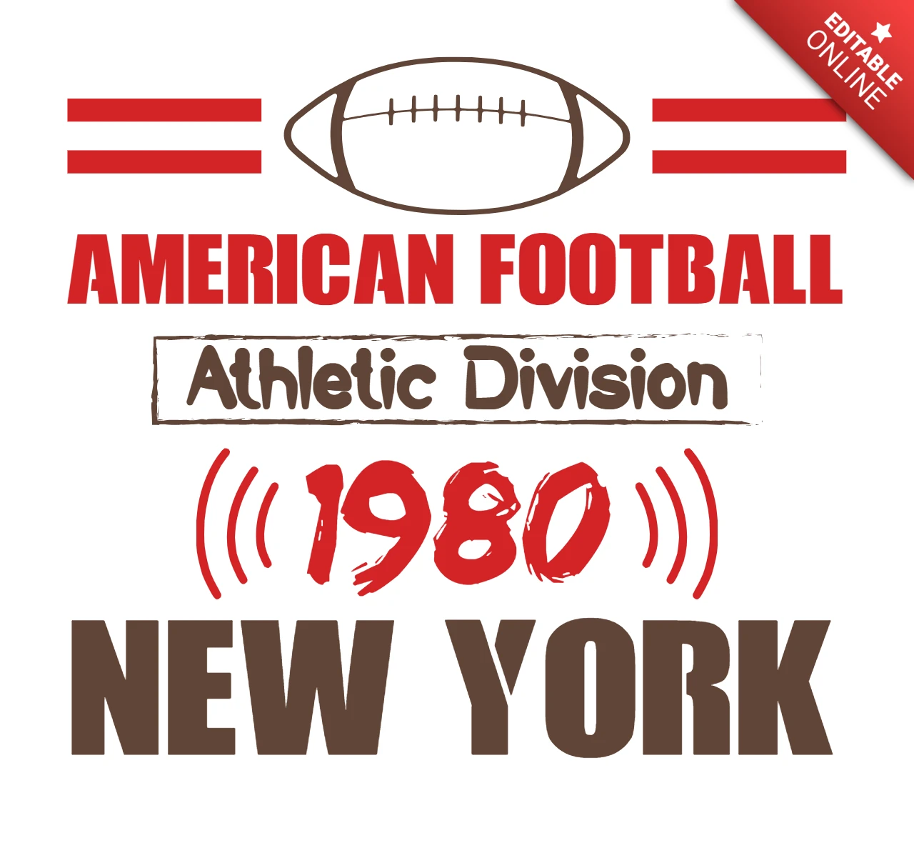 American Football Athletic Division 1980 New York T-Shirt Design Template