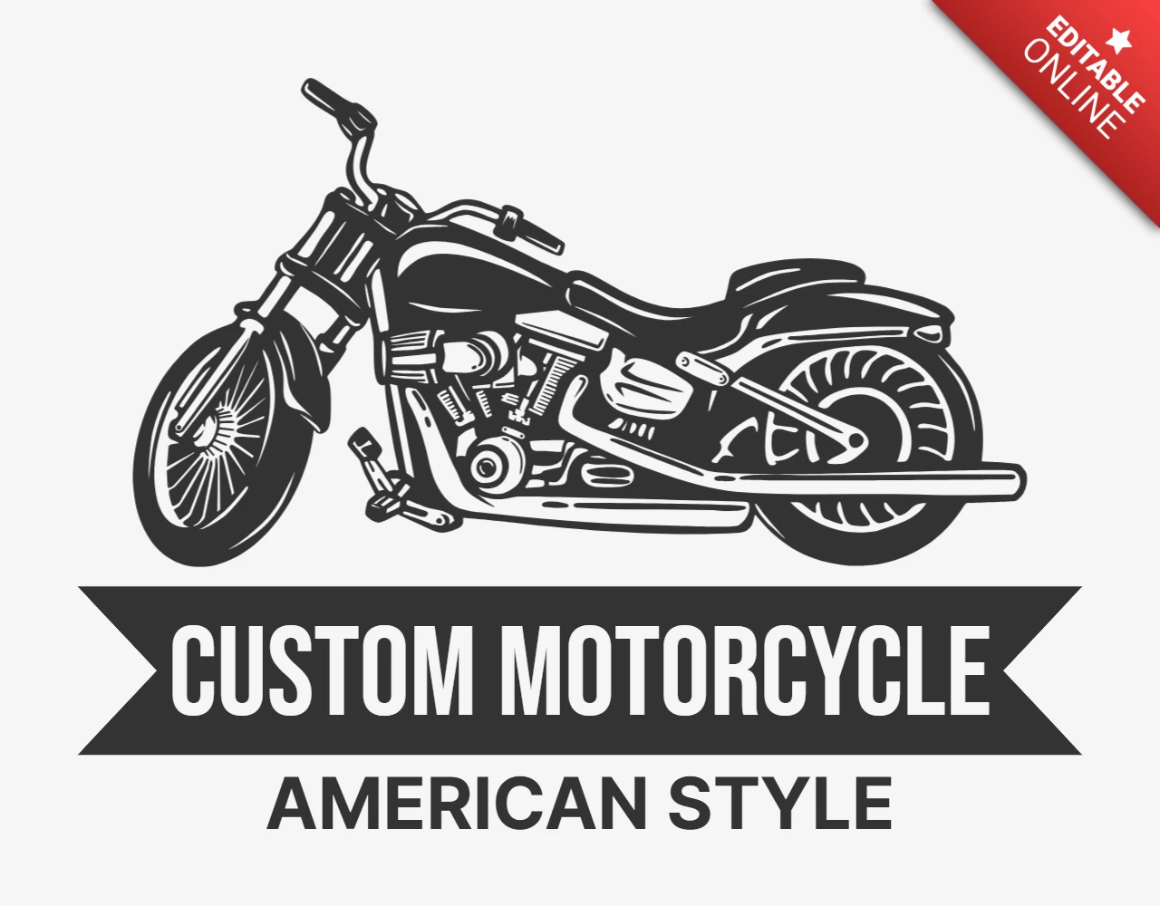 Custom Motorcycle American Style Vintage Logo Design Template