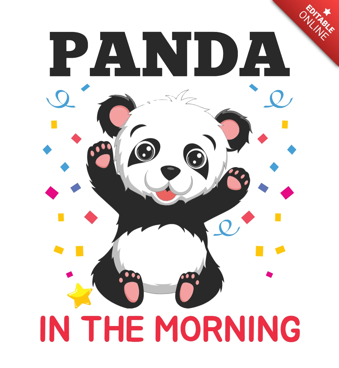 Panda sabah tişört tasarım şablonu