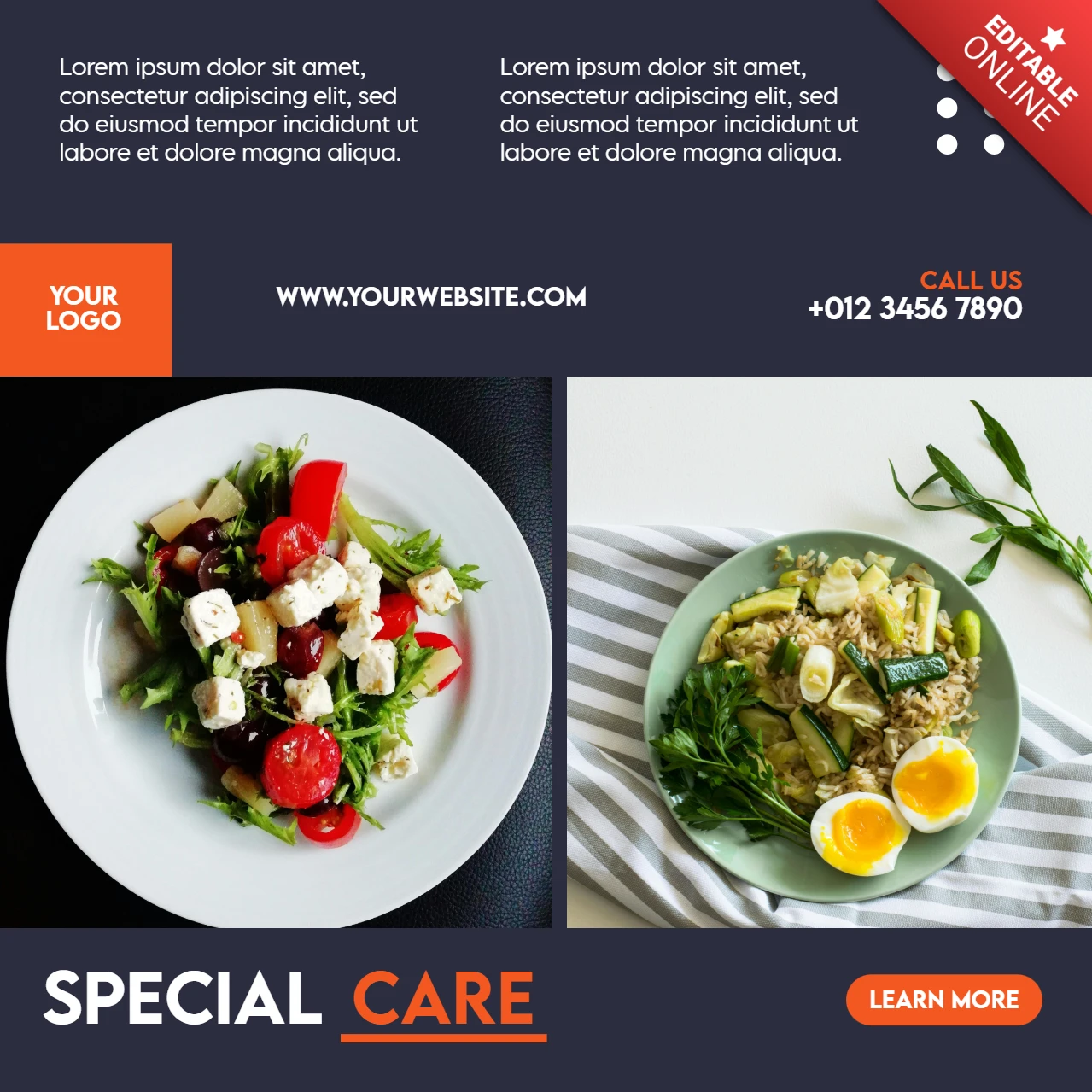 In het oog springende medische social media post ontwerp template