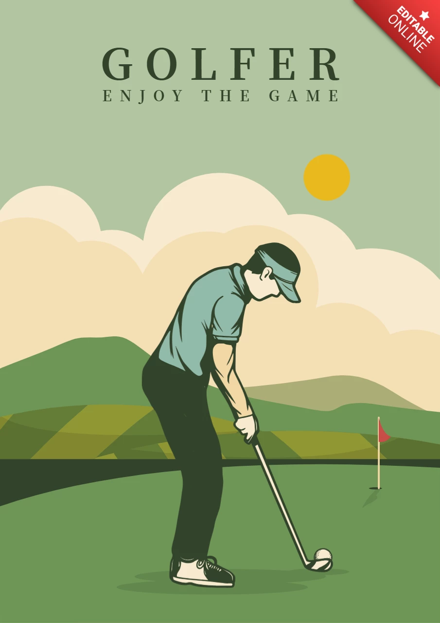 Golfer Man Vintage Retro Poster Design Template