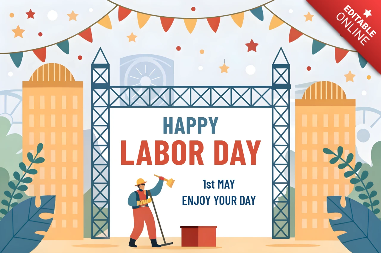 Festive Labor Day Celebration Template - Editable Graphic Design for Holiday Promotions