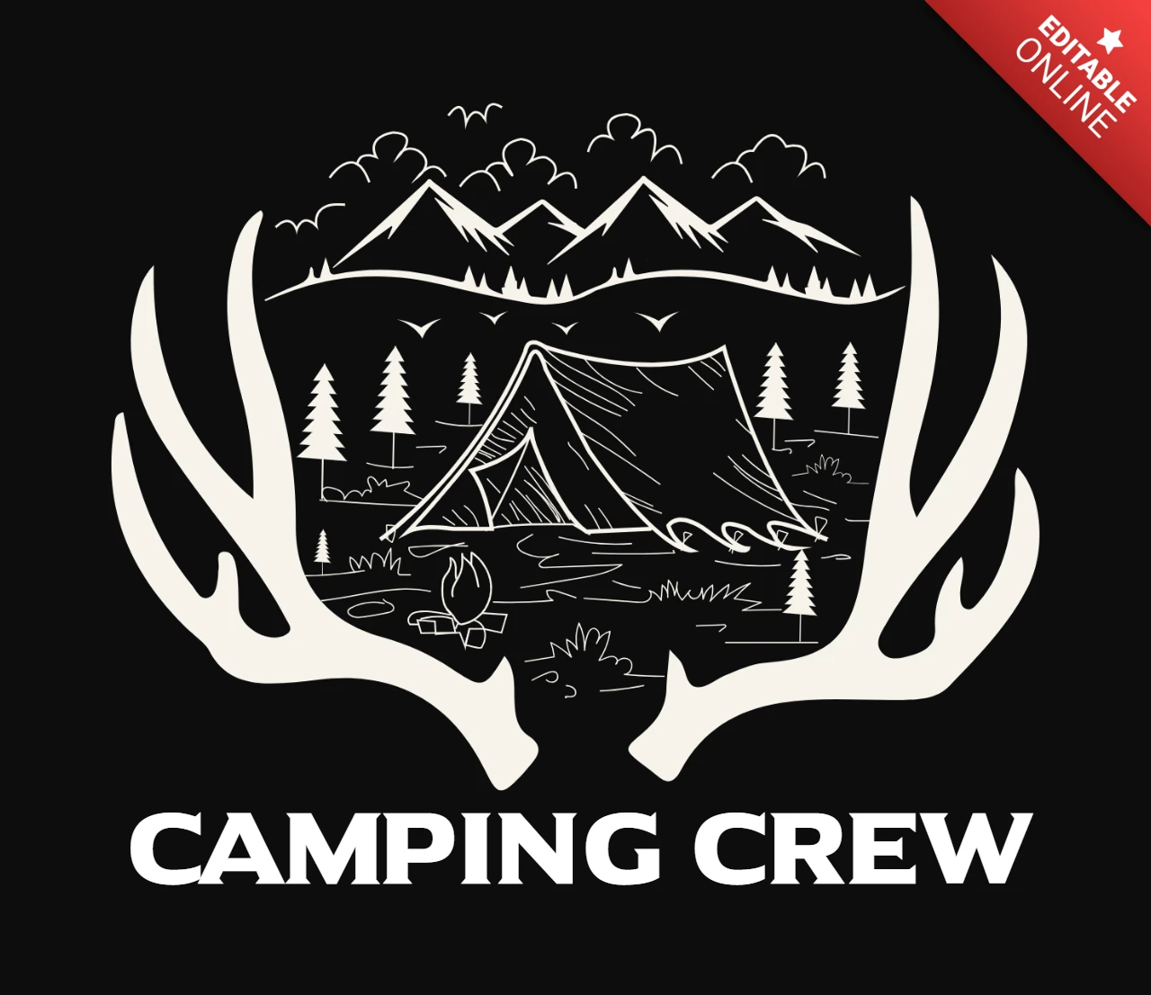 Camping Crew Camping Hiking T-Shirt Design Template