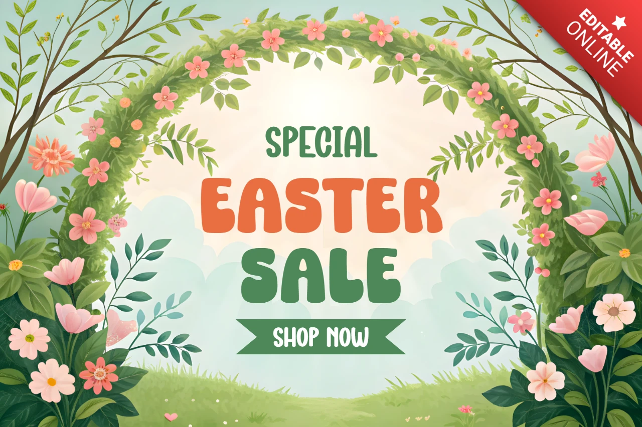 Modèle de conception florale printanière pour la promotion des ventes spéciales de Pâques