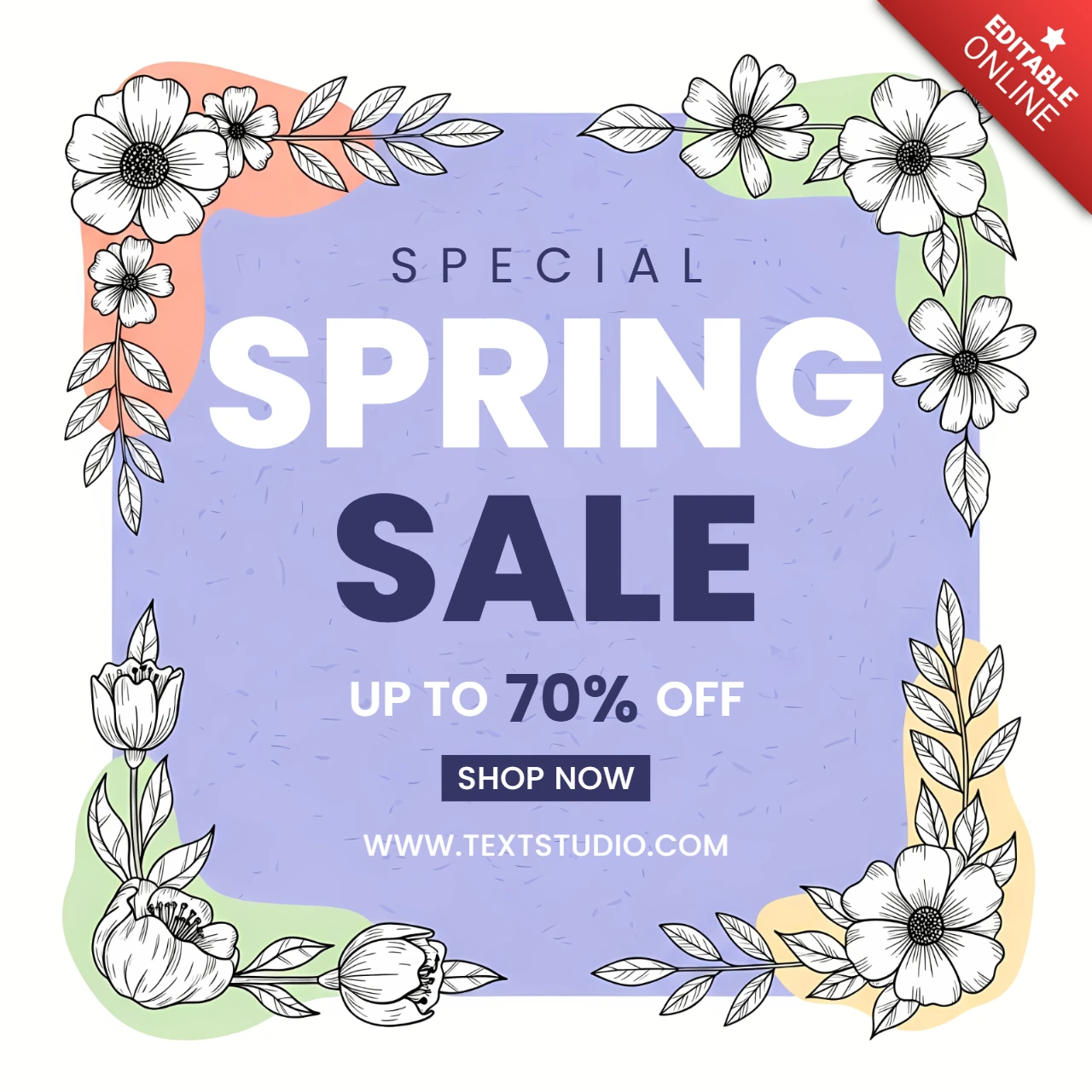 Florales Frühlingsverkaufsdesign-Template für Werbeplakate