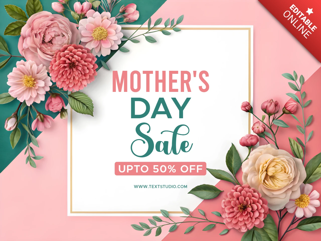 Floral Muttertag Verkauf Vorlage Design - elegante editierbare Promotion-Banner