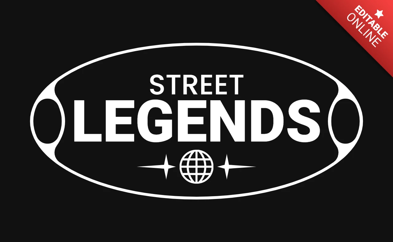 STREET LEGENDS Streetwear Urban with Globe & Stars T-Shirt Design Template