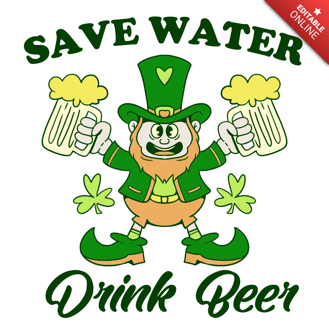 St. Patrick's Day Leprechaun Design Vorlage für T-Shirt