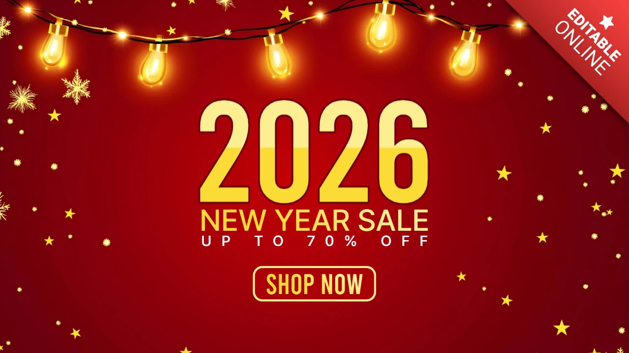 Red and Gold New Year Sale 2026 Design Template