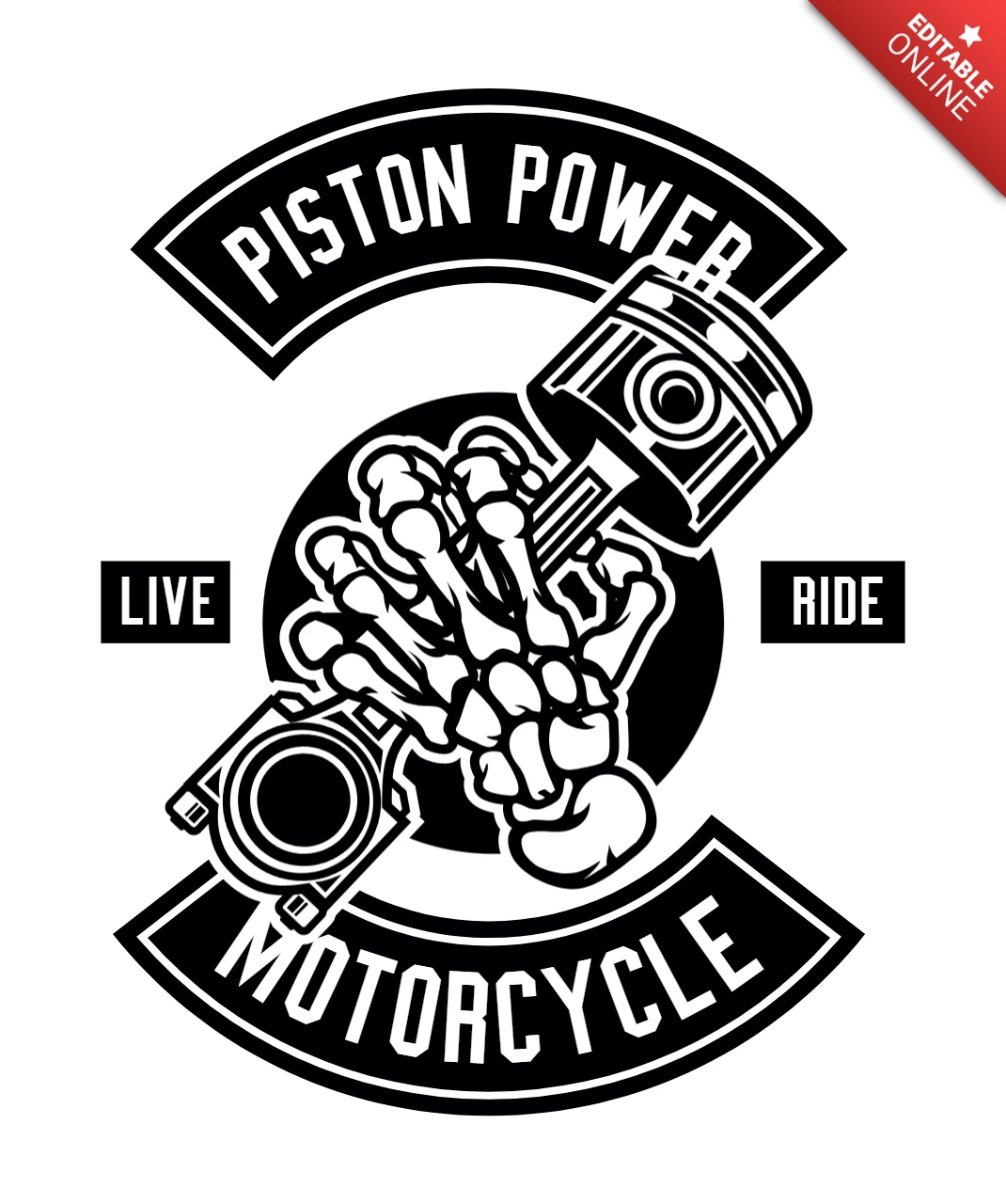 Piston Power Motorcycle T-shirt Design Template