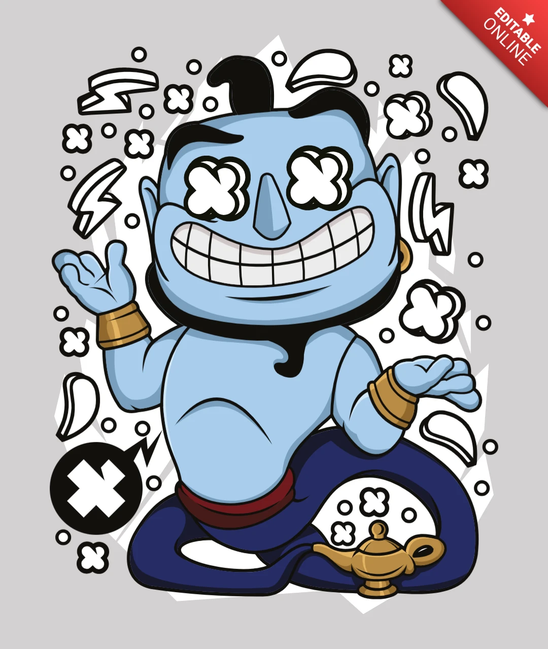 Aladdin Genie With Lamp Pop Culture T-Shirt Design Template