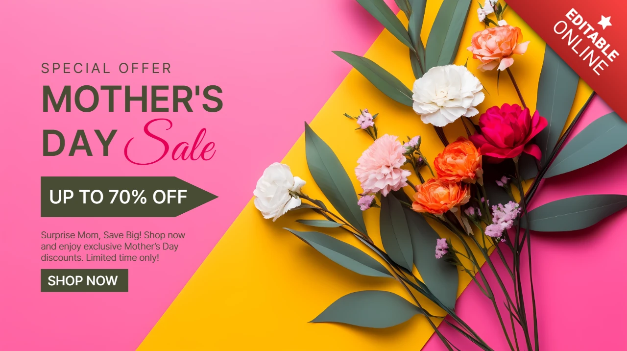 Conception d'un modèle de vente pour la fête des mères avec des fleurs vibrantes pour les promotions
