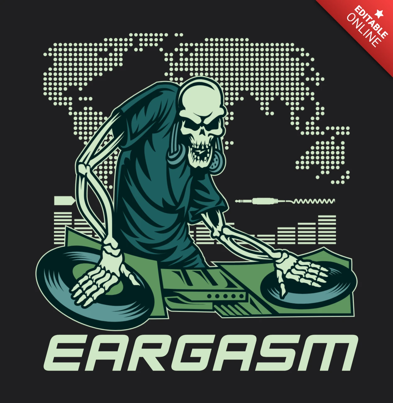 Skelett spielt musik t-shirt design vorlage