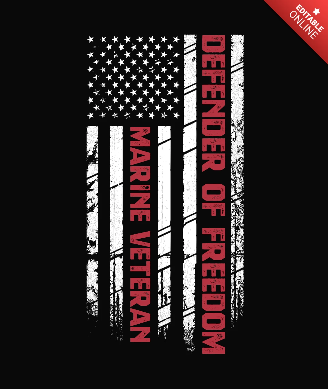 Marine Veteran Defender Usa T-Shirt Design Template