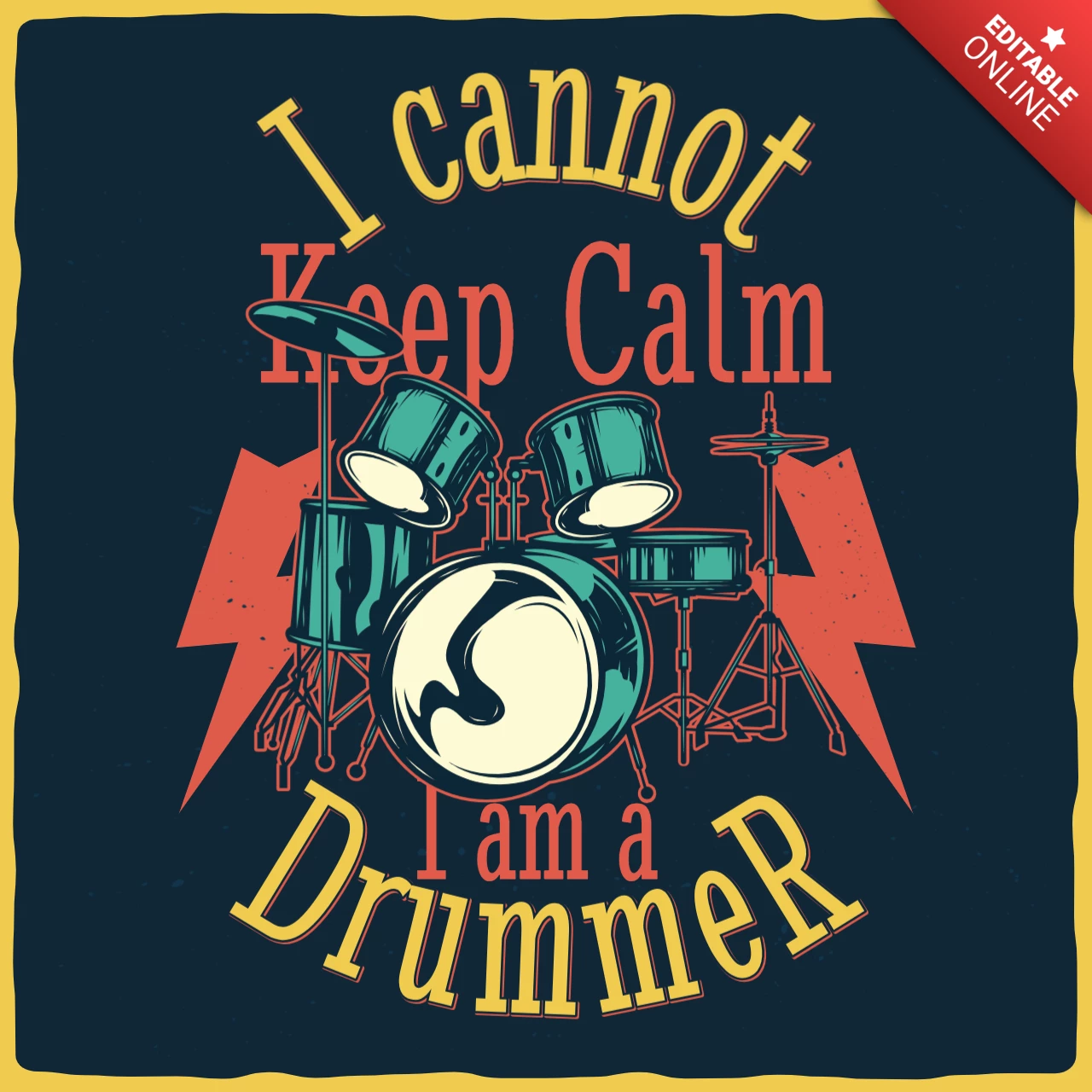 Drummer T-Shirt Design Template