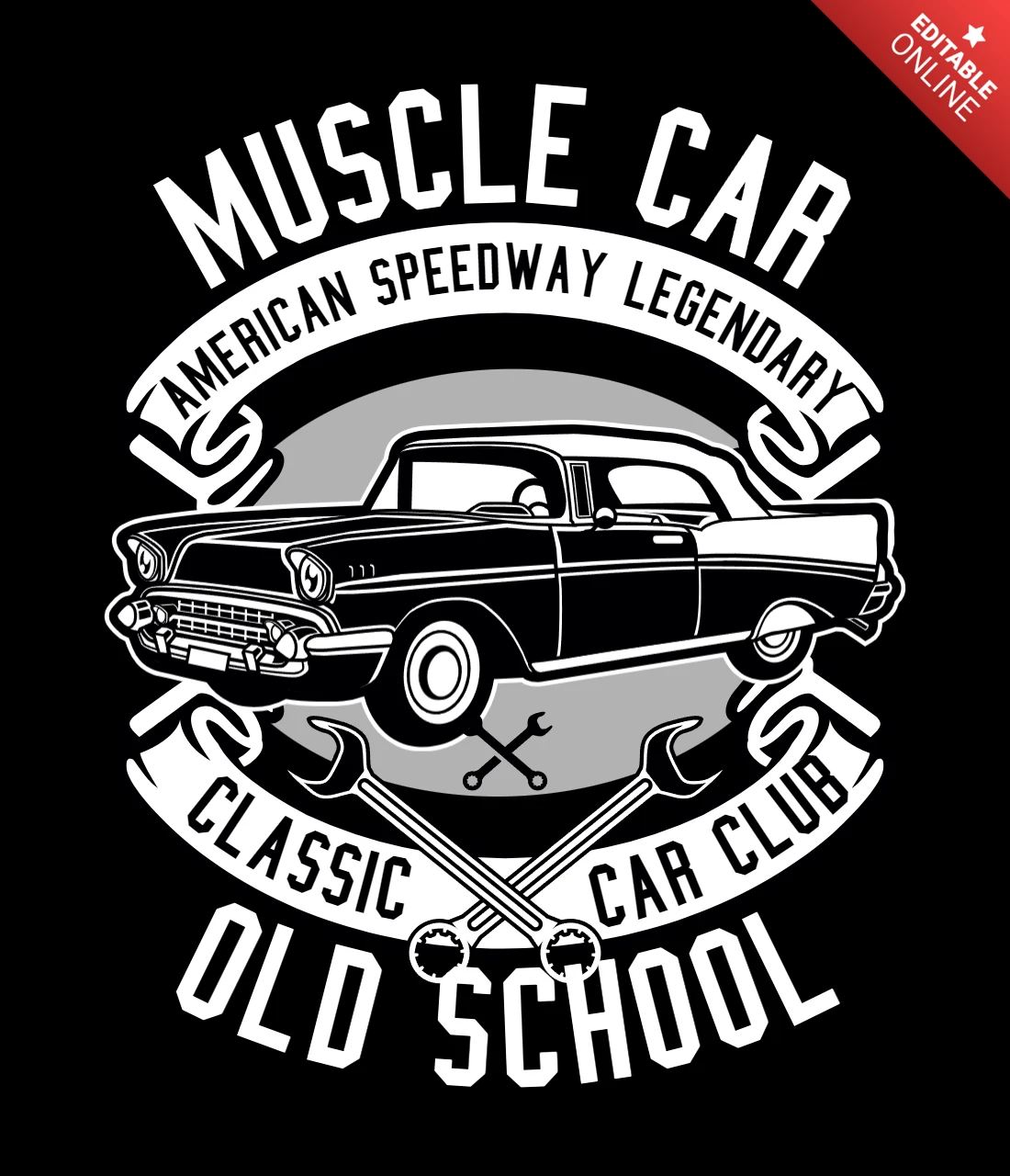 Modèle de t-shirt pour un club de voitures musclées