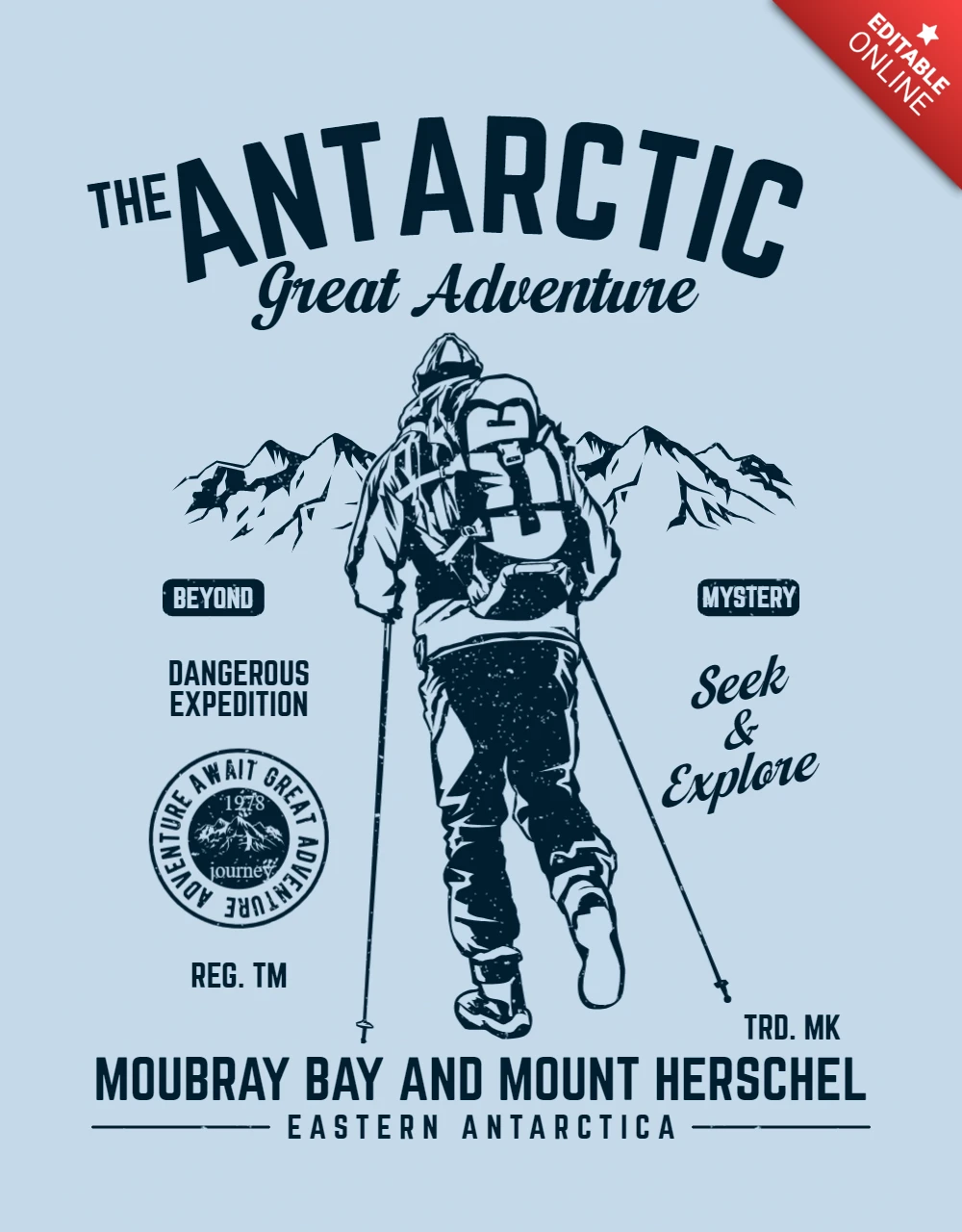 Das antarktische große abenteuer t-shirt design Vorlage
