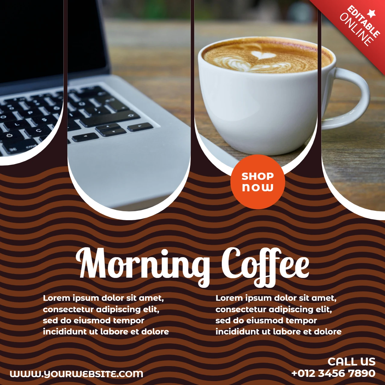 Designvorlage für Social-Media-Beiträge zum Thema „Morgenkaffee“