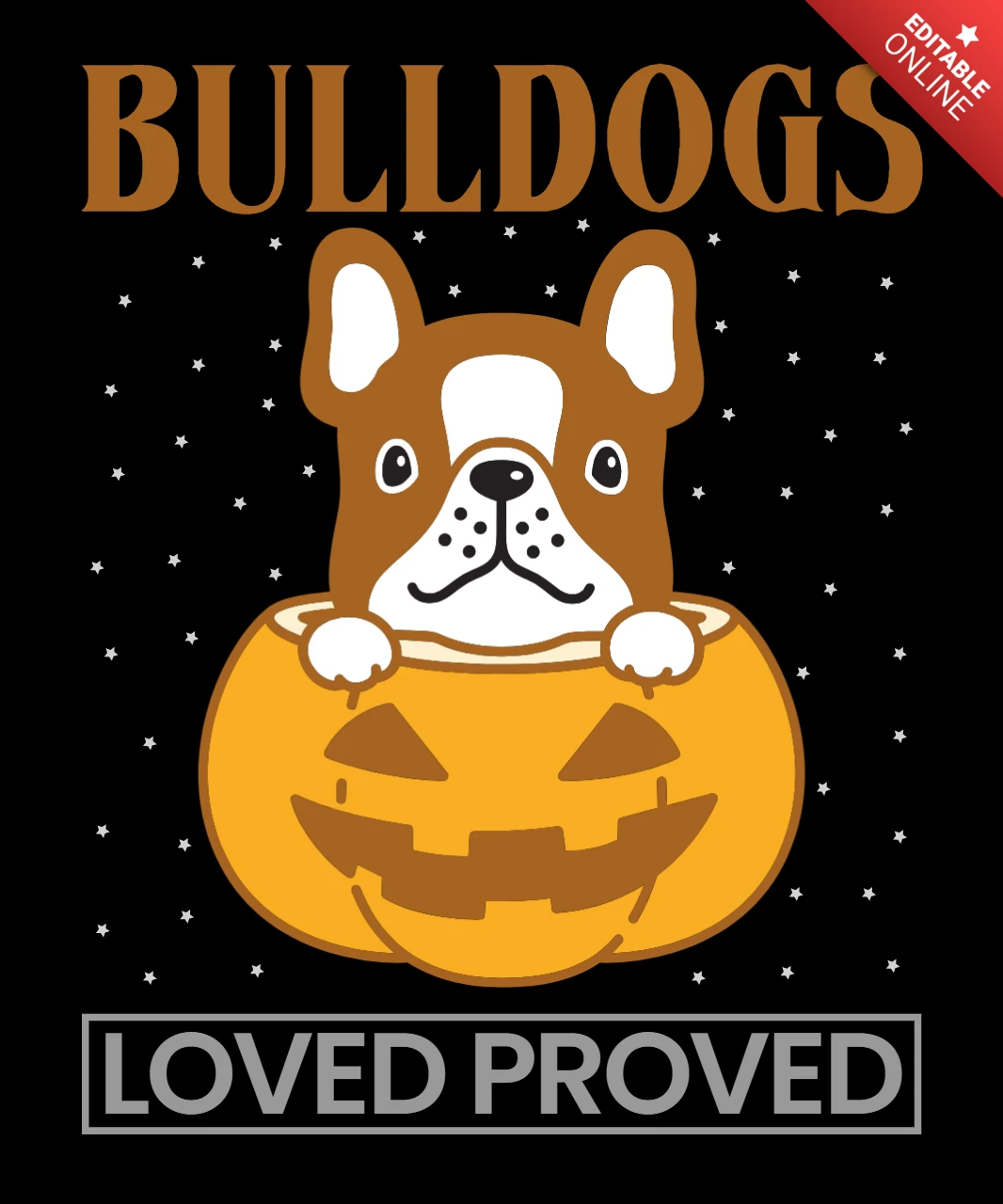 Speelse bulldog halloween ontwerpsjabloon voor aangepaste kleding