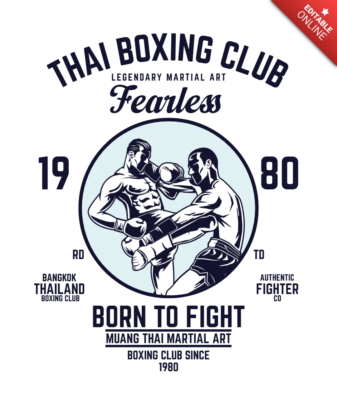 Thai Boxing Club T-Shirt Design Template
