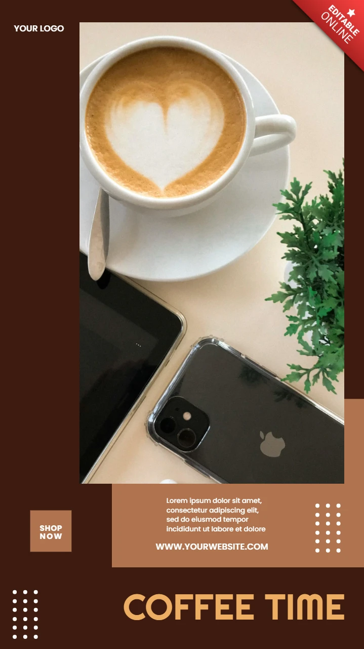 Coffee Time Promotional Instagram Story Post Design Template