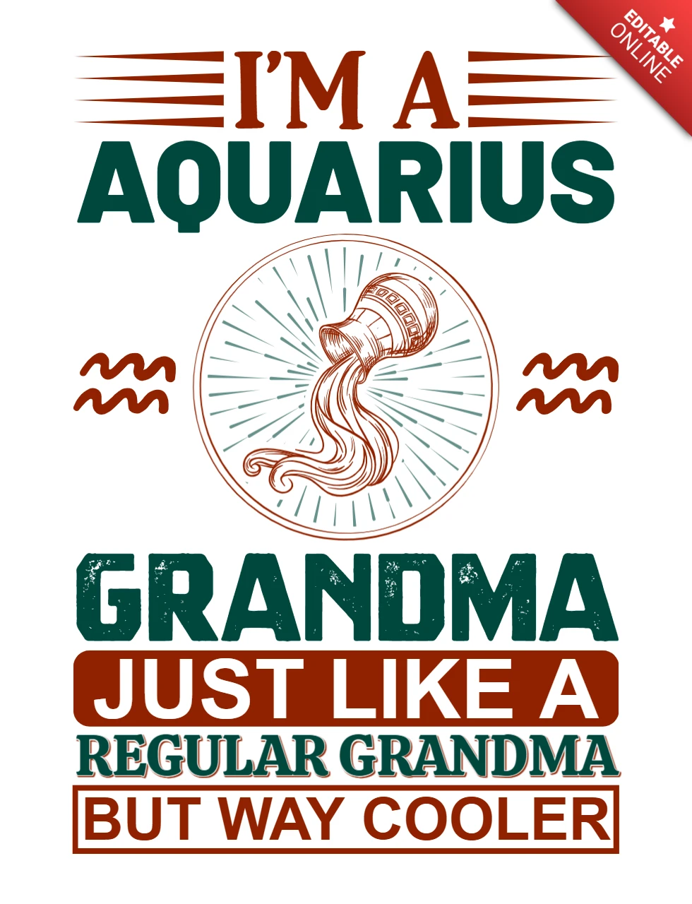 Cool Aquarius Grandma Design Template – Fun and Playful Graphic Style