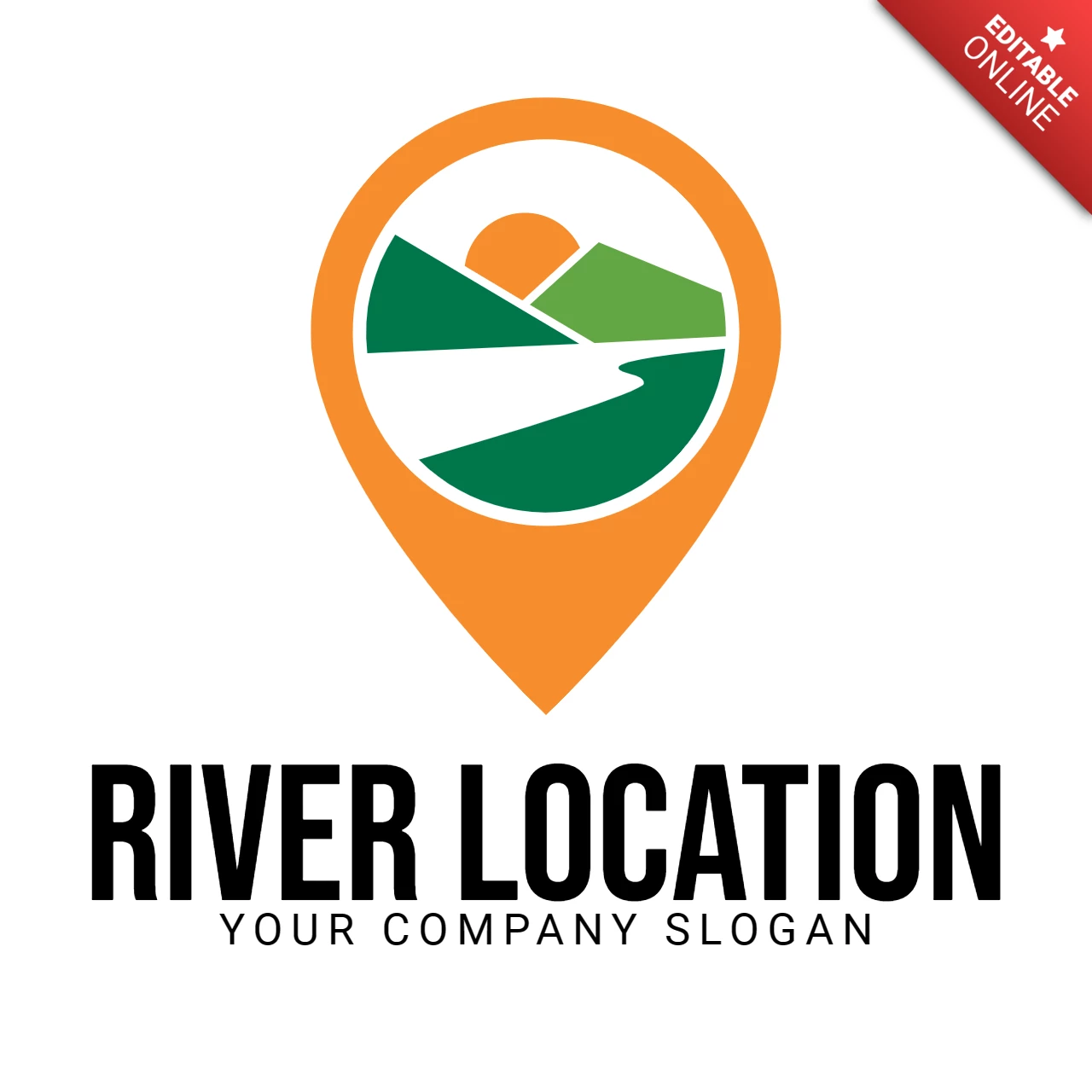 River Location Logo Design Template