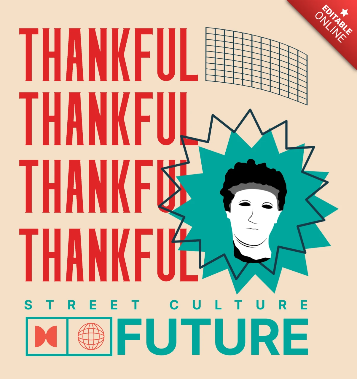 Thankful Street Culture Graphic Design Template for Apparel