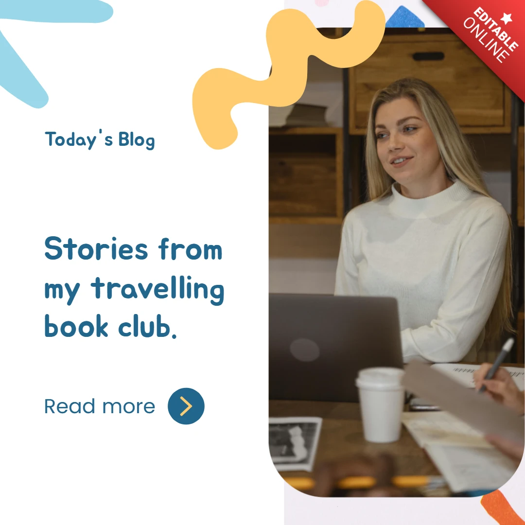 Travelling Book Club Instagram Post Design Template
