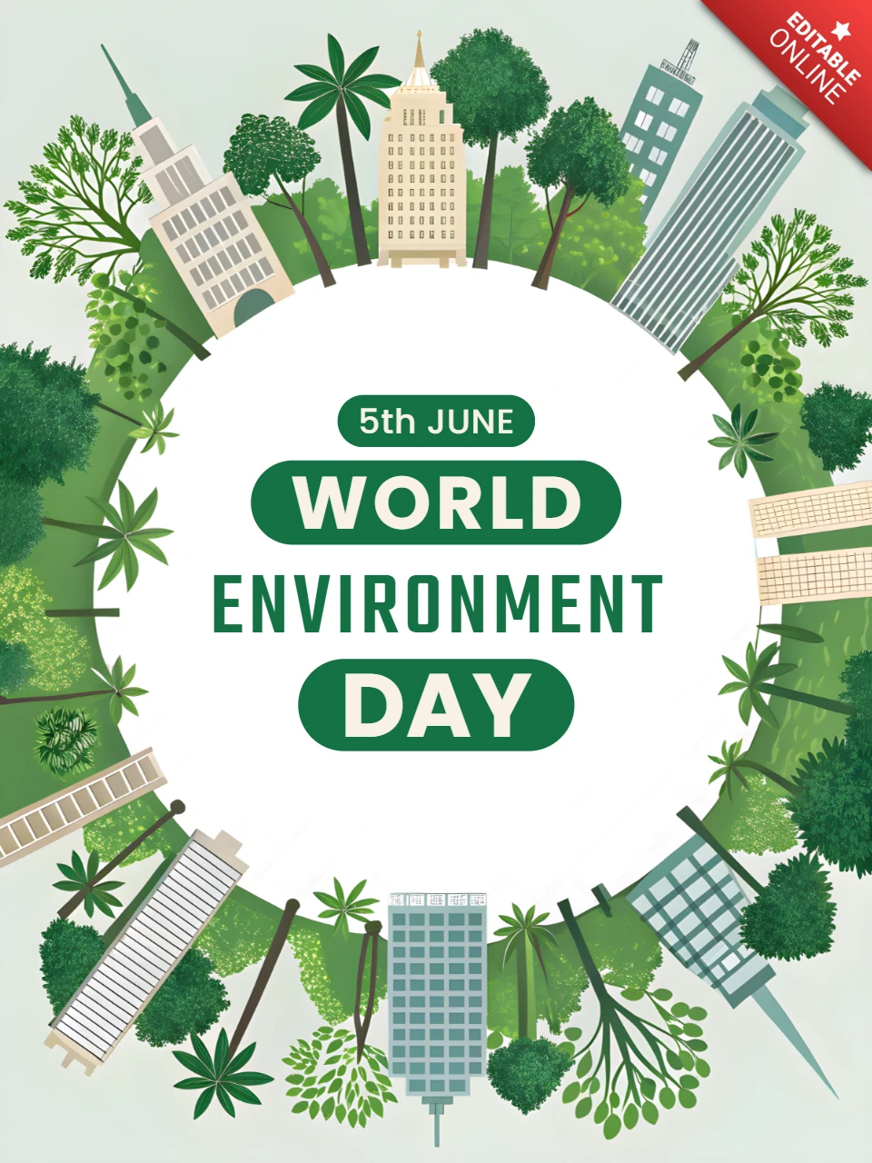 Ecology Around The City - Environment Day Design for Awareness Template