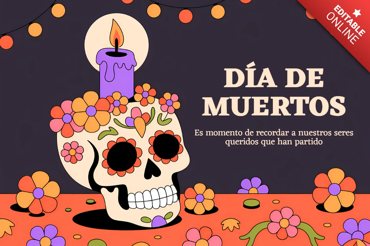 Buntes Día de Muertos Schädel-Design-Vorlage für festliche Poster