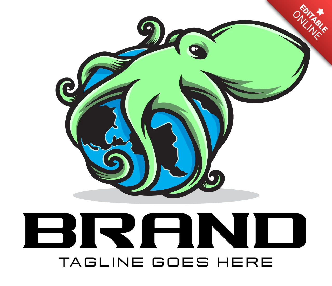Modèle de logo graphique Octopus earth