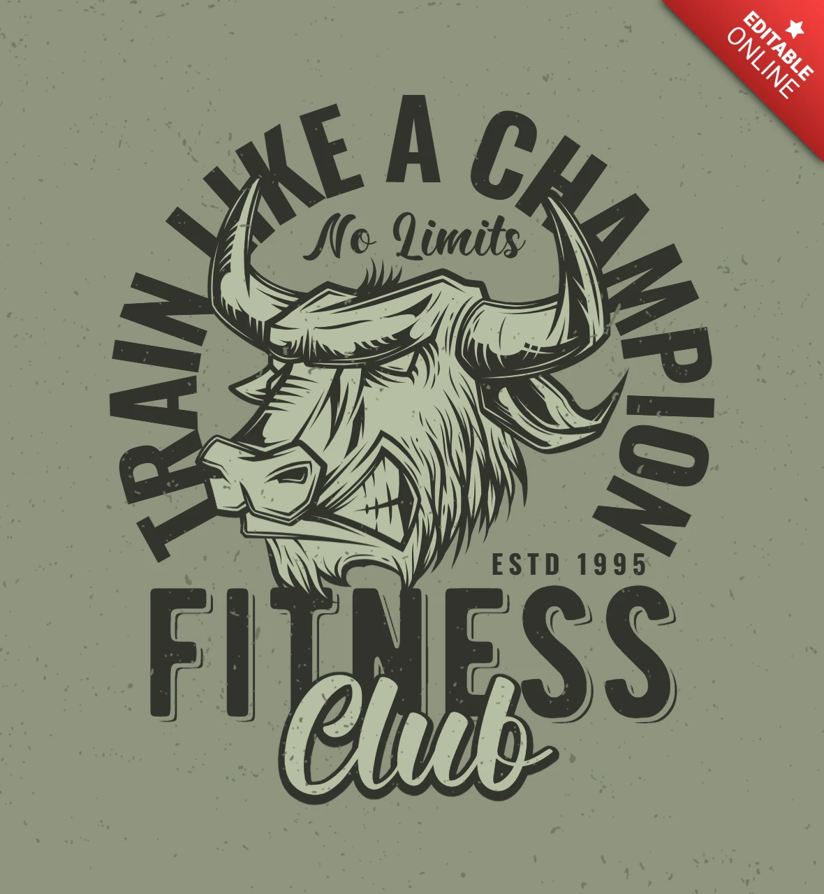 Modelo de design de camiseta da academia Bull's Head