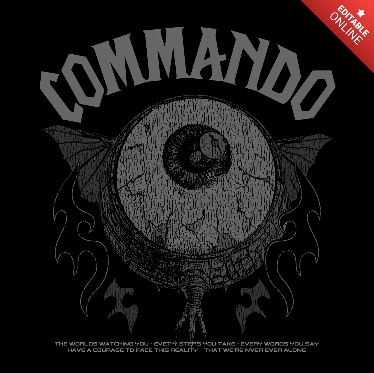 Modèle de design graphique commando vintage pour l'impression de t-shirts
