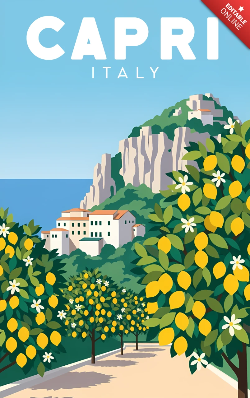 Capri Italien Vintage-Illustration Design Vorlage für Reiseposter