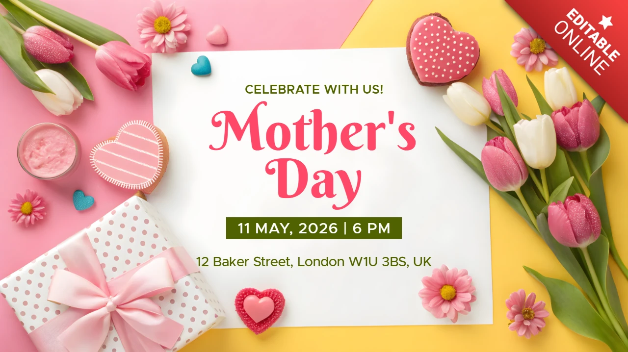 Charming Mother's Day Celebration Template | Floral Design for Editable Invitations