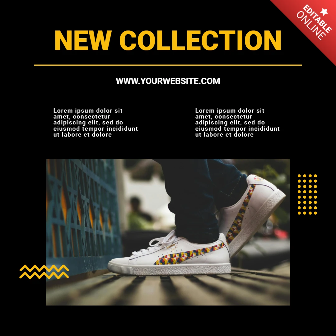 Modèle de conception de post instagram de publicité streetwear noir et jaune