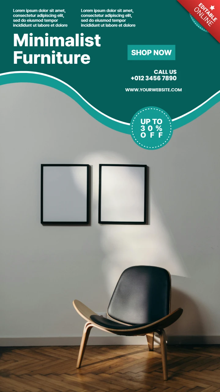 Minimalistisches grünes Möbel-Design-Template zur Förderung moderner Wohnkultur