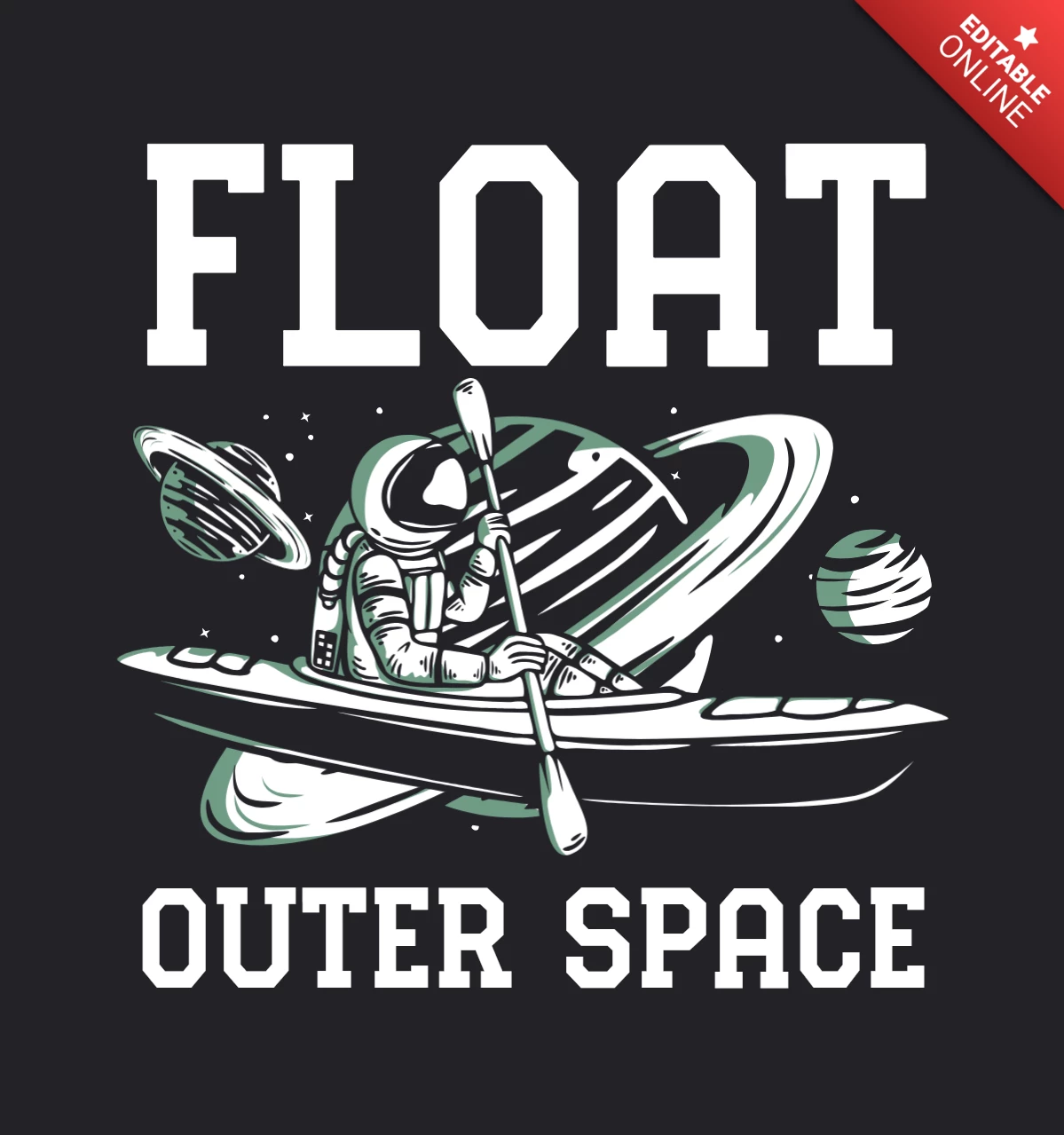 Float Outer Space With Astronaut Vintage T-shirt Design Template