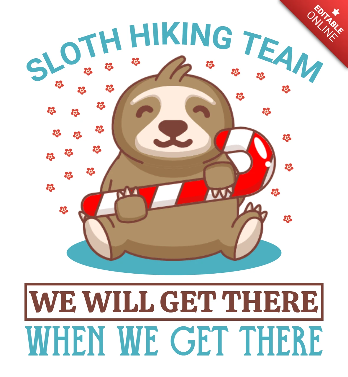 Sloth senderismo equipo divertido excursionista para los amantes de la montaña plantilla de diseño de la camiseta