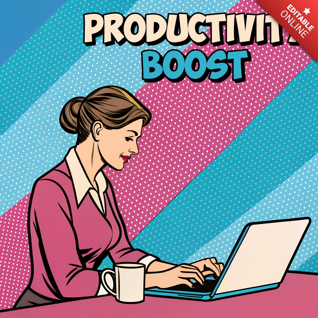 Modèle de conception de boost de productivité pop art pour affiches motivationnelles