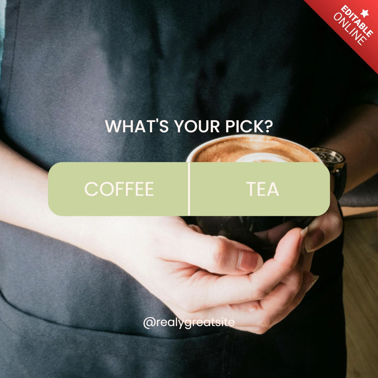 Modelo de design de postagem do Instagram com opção de café ou chá