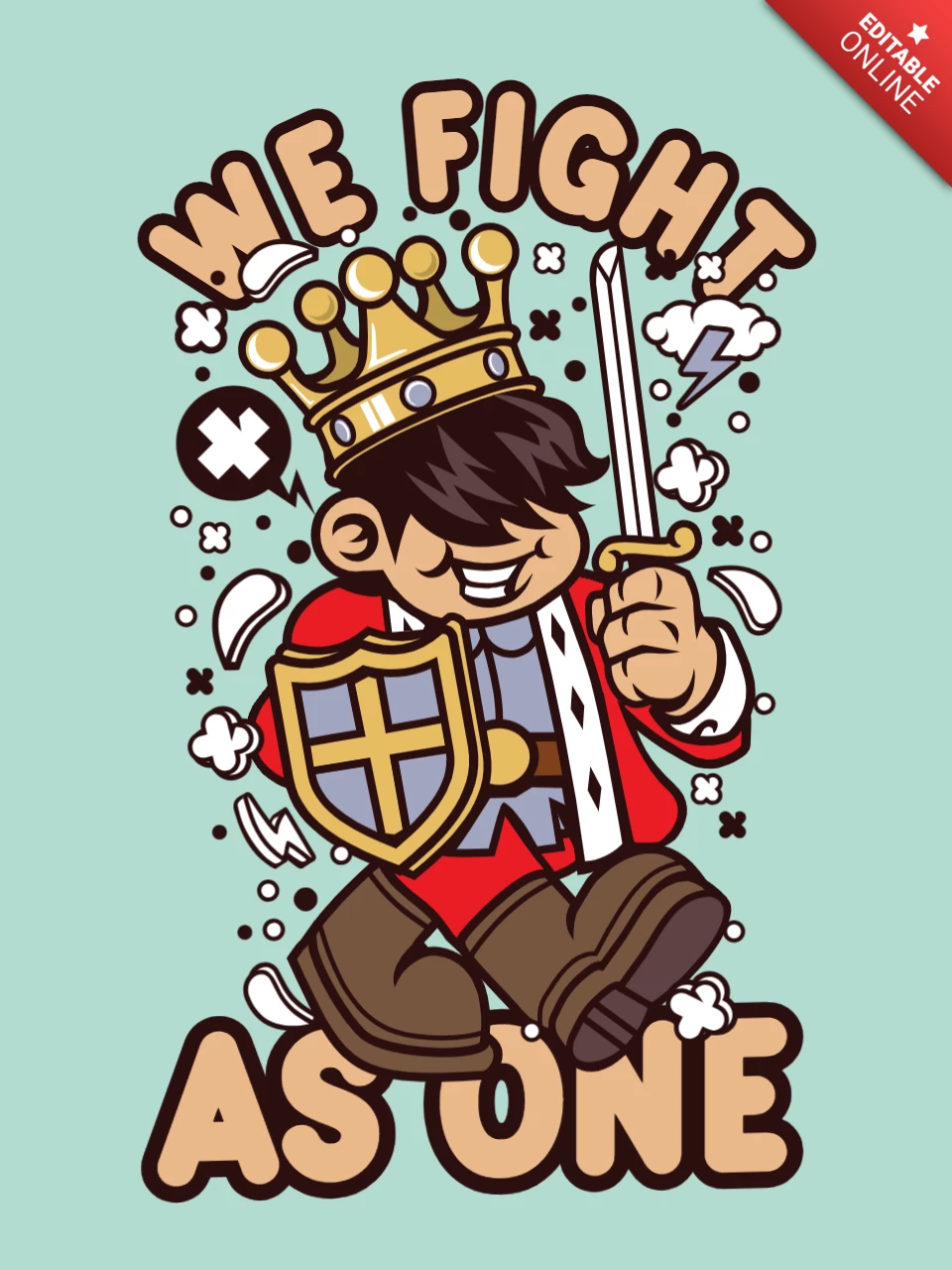 Nous nous battons comme un seul homme avec un modèle de conception de t-shirt chevalier