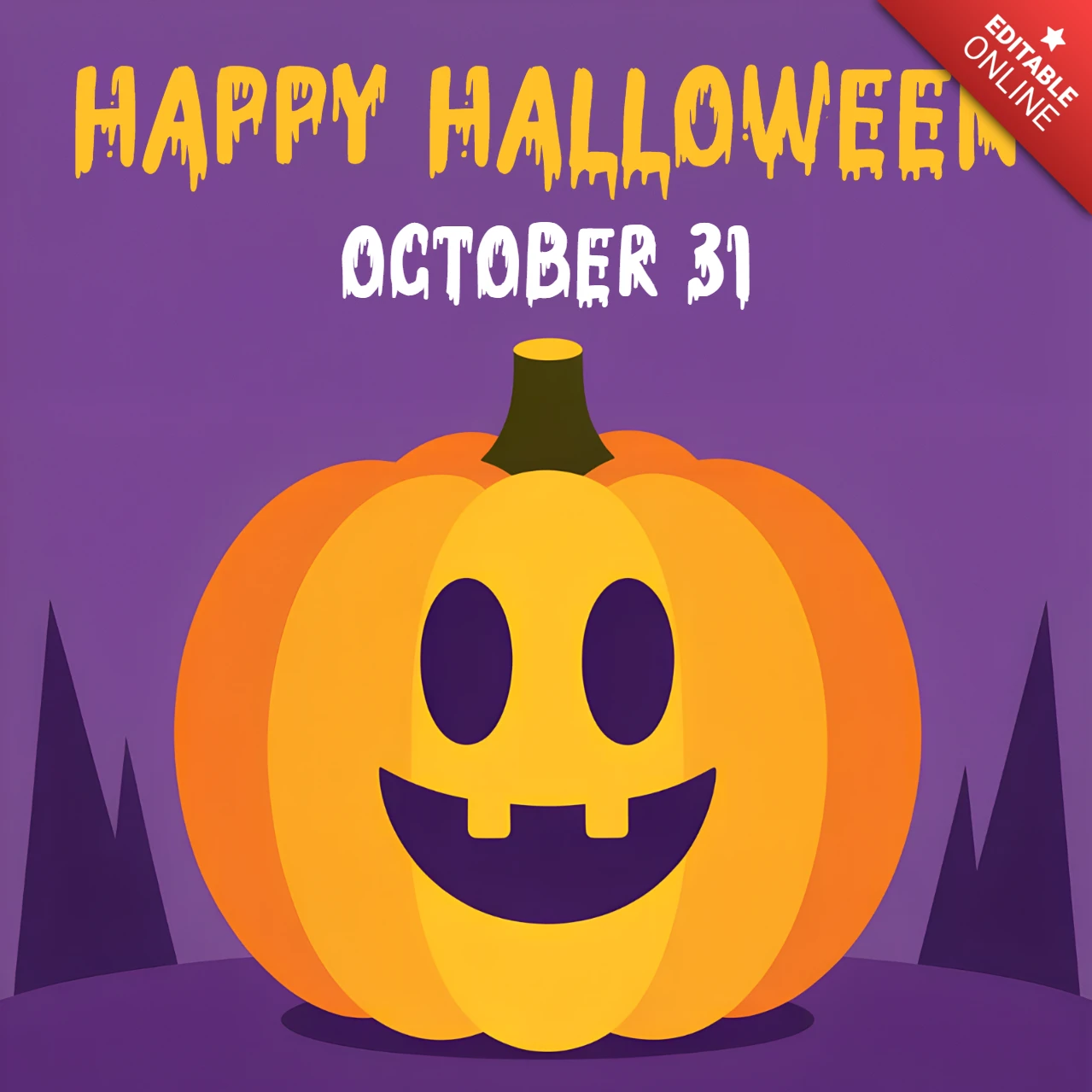 Design template di zucca giocosa per biglietti di auguri festivi divertenti di Halloween