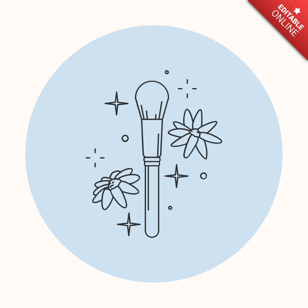 Makeup Brush Line Art Instagram Story Highlight Cover Design Template