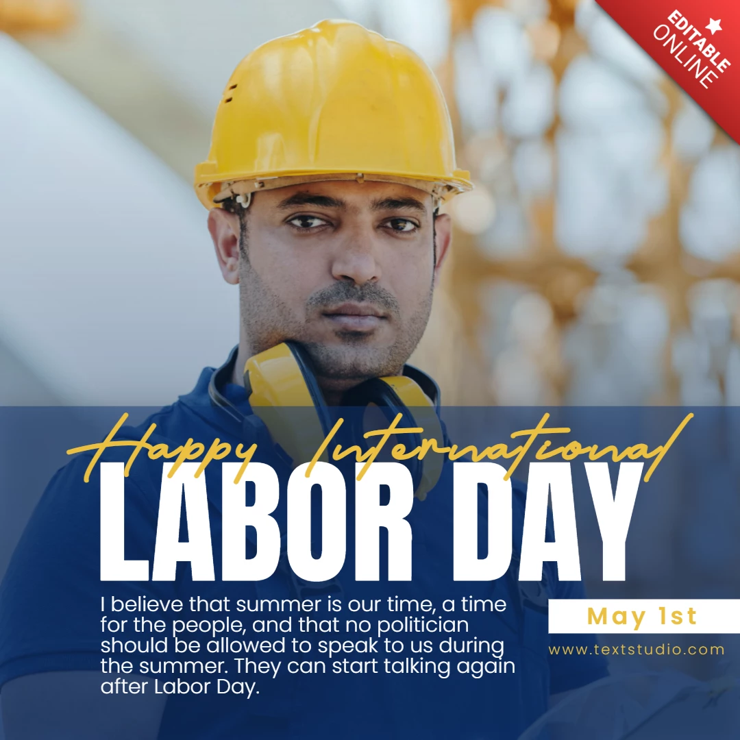 Blue and White Modern International Labor Day Instagram Post Template